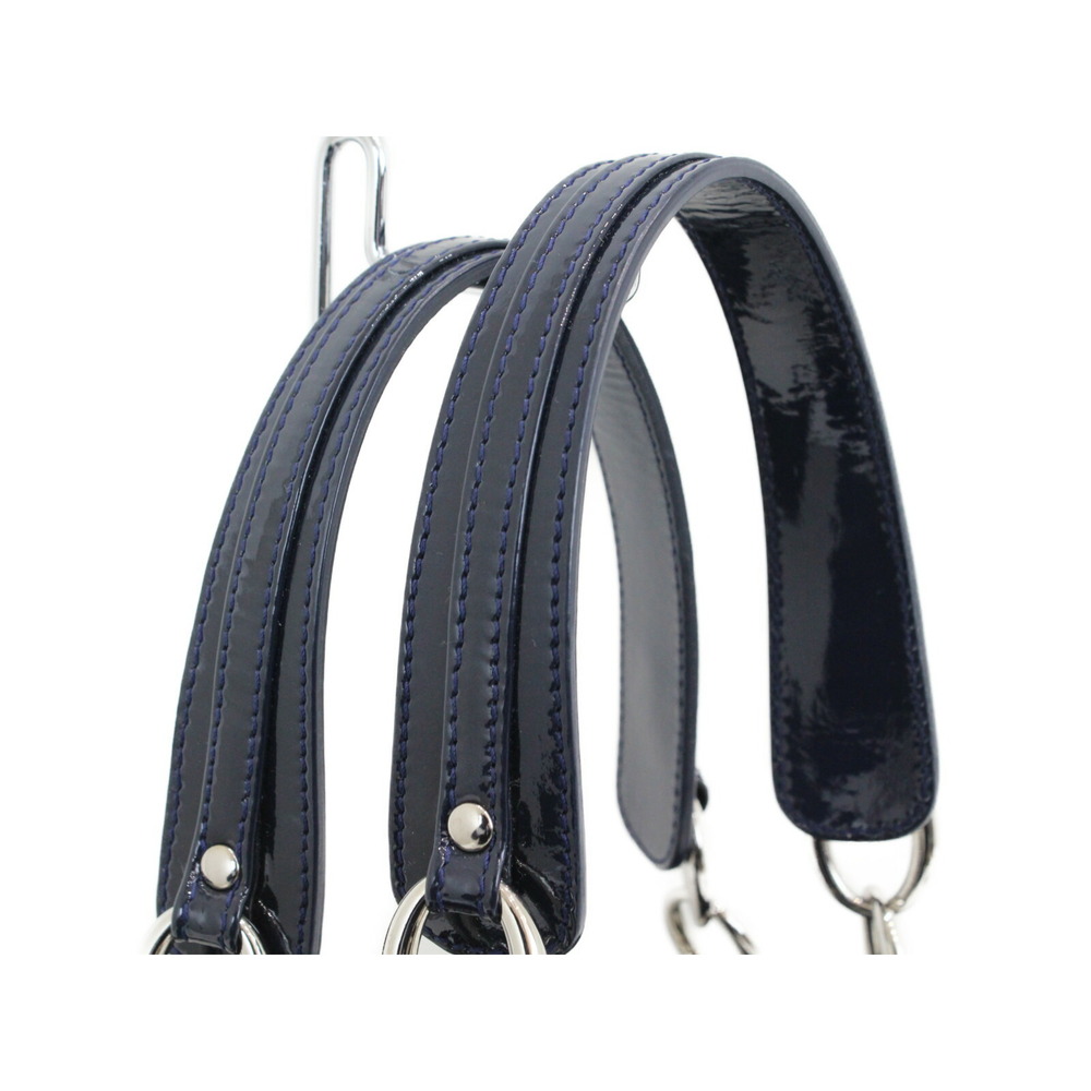 Dior leather Navy Blue handbag Lady Cannage enamel Christian - Picture 6 of 7